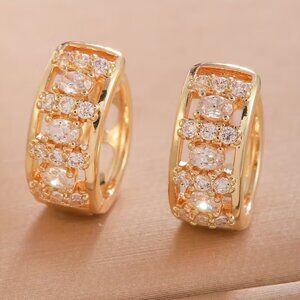 14K Gold Womens 2ct Diamond Small Hoop Earrings Ladies NEW 14 K Silver Jewelry